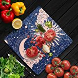 Decovetro Cam Kesme Tahtası Kare Mavi Horoscope Desenli 30x30 Cm