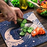 Decovetro Cam Kesme Tahtası Kare Mavi Horoscope Desenli 30x30 Cm