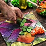 Decovetro Cam Kesme Tahtası Kare Dalgalı Vitray Desenli 30x30 Cm