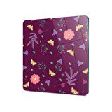 Decovetro Cam Kesme Tahtası Kare Mor Sarı Kelebek Çiçek Desenli 30x30 Cm