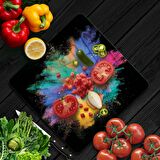 Decovetro Cam Kesme Tahtası Kare Renk Bulutu Desenli 30x30 Cm