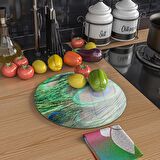 Decovetro Cam Kesme Tahtası Yuvarlak Tüy Desenli 30x30 Cm