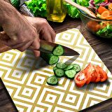 Decovetro Cam Kesme Tahtası Kare Gold Geometrik Desenli 30x30 Cm