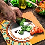 Decovetro Cam Kesme Tahtası Kare Welcome Desenli 30x30 Cm