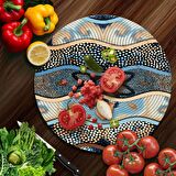 Decovetro Cam Kesme Tahtası Yuvarlak Mozaik Çini Desenli 30x30 Cm