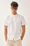 Erkek Yazlık Hakim Yaka Kısa Kol Düğmeli Rahat Kalıp %100 Pamuk Gömlek E212-6