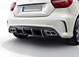 Mercedes W176 12-15  A45 Dıfüzör  & Egzoz Setı  (Parlak Sıyah)  - Sılver Egzoz Ile (Amg Paket İçin )