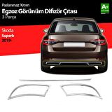 Skoda Superb Krom Egzoz Çıkışı 3 Parça Set 2020 Ve Üzeri