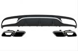 W205 C SERİSİ (AMG SEDAN) İÇİN C63 GÖRÜNÜM  DİFÜZÖR (MAT GRİ ÇİZİGİLİ )  VE EGZOZ SETİ