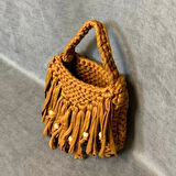 Uretti - Saime 7243 El Yapımı Penye İp Kahverengi Kadın El Çantası