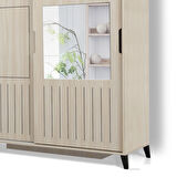 Pasific Home Huga Sürgülü 2 Kapaklı Aynalı Gardırop, Meşe, 130 cm
