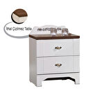 Pasific Home Gazel 2 Çekmeceli Komodin ,Koyu Meşe&Beyaz