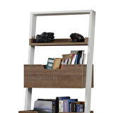 Pasific Home Low Çok Amaçlı Dekoratif Kitaplık ,Koyu Meşe & Beyaz, Montessori Dolap