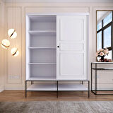 Pasific Home Martin 2 Kapaklı Sürgülü Gardırop Elbise Dolabı,150 cm, Parlak Beyaz