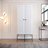 Pasific Home Martin 2 Kapaklı Gardırop Elbise Dolabı, Parlak Beyaz