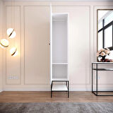 Pasific Home Martin 1 Kapaklı Gardırop Elbise Dolabı, Beyaz&Beyaz Mermer