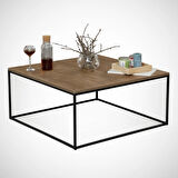 Pasific Home Poly Metal Orta Sehpa, Kare Orta Sehpa, Koyu Meşe