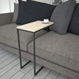 Pasific Home Callen Yan Sehpa, Metal Tekerlekli Yan Sehpa ,Meşe