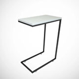 Pasific Home Callen Yan Sehpa, Metal Tekerlekli Yan Sehpa ,Ahşap Beyaz