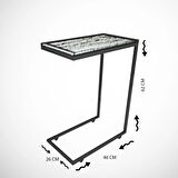 Pasific Home Callen Yan Sehpa, Metal Tekerlekli Yan Sehpa ,Beyaz Meşe
