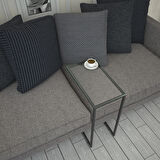 Pasific Home Callen Cam Yan Sehpa, Metal Tekerlekli Yan Sehpa ,Cam