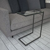 Pasific Home Callen Cam Yan Sehpa, Metal Tekerlekli Yan Sehpa ,Cam