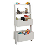 Pasific Home Low Çok Amaçlı Dekoratif Kitaplık ,Beyaz, Montessori Dolap