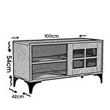 Pasific Home Revival Metal Ayaklı Sürgülü Tv Ünitesi,100 Cm, Koyu Meşe