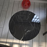 Pasific Home Sandalf Yan Sehpa, Metal Ayaklı, Siyah Mermer