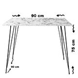Pasific Home Sandalf Metal Ayaklı Mutfak Masası, Kare 90x90, Koyu Meşe