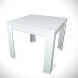 Pasific Home Single Mutfak Yemek Masası, 90x90 cm, Kare, Parlak Beyaz