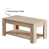 Pasific Home Shelf Raflı Orta Sehpa, Dikdörtgen Sehpa, İthal Meşe