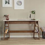Pasific Home Lungo Raflı Çalışma Masası, Ofis Masası, 60X140 Cm, Koyu Meşe&Beyaz
