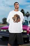 Lion Tasarım Baskılı Unisex Oversize Aslan Sweatshirt