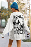 Sonic Baskılı Unisex Oversize Çizgi Film Sweatshirt