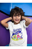 Best Friends Forever Yazılı Süngerbob Ve Patrick Baskılı Unisex Çizgi Film Çocuk Tişört (1-12 YAŞ)