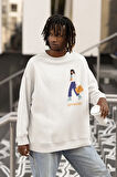 Özel Tasarım Çantalı Kadın Baskılı Unisex Oversize Sweatshirt