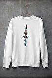Gezegenler Baskılı Unisex Oversize Sweatshirt