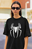 Spider-Man Logo Baskılı Tişört, Oversize Marvel Tişört