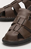 Erkek Hakiki Deri Yazlık Hafif Günlük Ayakkabı Sandalet KAHVERENGİ