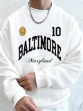 Baltimore Maryland Amblem Baskıları Erkek Tişörtü Sonbahar Bisiklet Yaka Kapüşonlu Üst Temel
