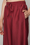 Kadın Düz Renk Beli Lastikli Bol Paça Pantolon