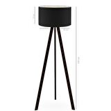 Art Tripod Ahşap Ayaklı Lambader Köşe Lambası Siyah Kumaş DARK