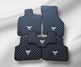 Cupra Formentor Uyumlu 2021-2024 Baklava Desen Gri Dikişli Deri Kapitone Oto Paspas Takım