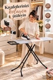 Perilla Present Lüx Ütü Masası – Isıya Dayanıklı Kumaş, Buhar Geçirici Geniş Perfore Tablalı Standart Ütü Masası (38x120 cm)