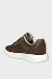 Erkek Keten Gabardin Kumaş Günlük Sneaker Ayakkabı KAHVERENGİ