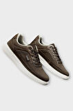 Erkek Keten Gabardin Kumaş Günlük Sneaker Ayakkabı KAHVERENGİ