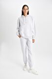 DeFacto Relax Fit Kapüşonlu Kanguru Cepli Kalın Basic Düz Sweatshirt W1240AZ24WNGR93