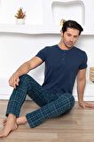 Aydoğan Erkek Civan 7996 Modal Kısa Kol Lacivert Pijama Takımı