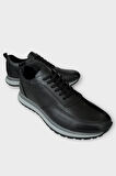 Erkek Hakiki Deri Bağcıklı Ayakkabı SİYAH